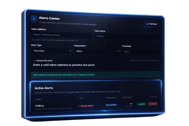 TokenSight alerts system preview